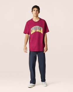 Camisetas Converse Twisted Varsity Graphic Para Hombre - Rosas/Burdeos | Spain-9205